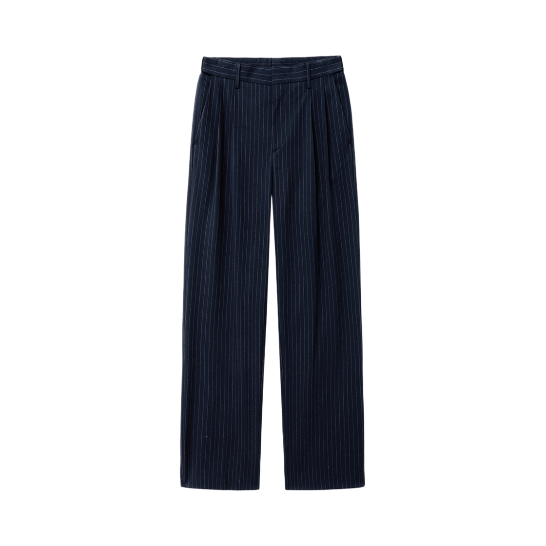 티엔지티 네이비 핀 스트라이프 와이드 셋업 팬츠