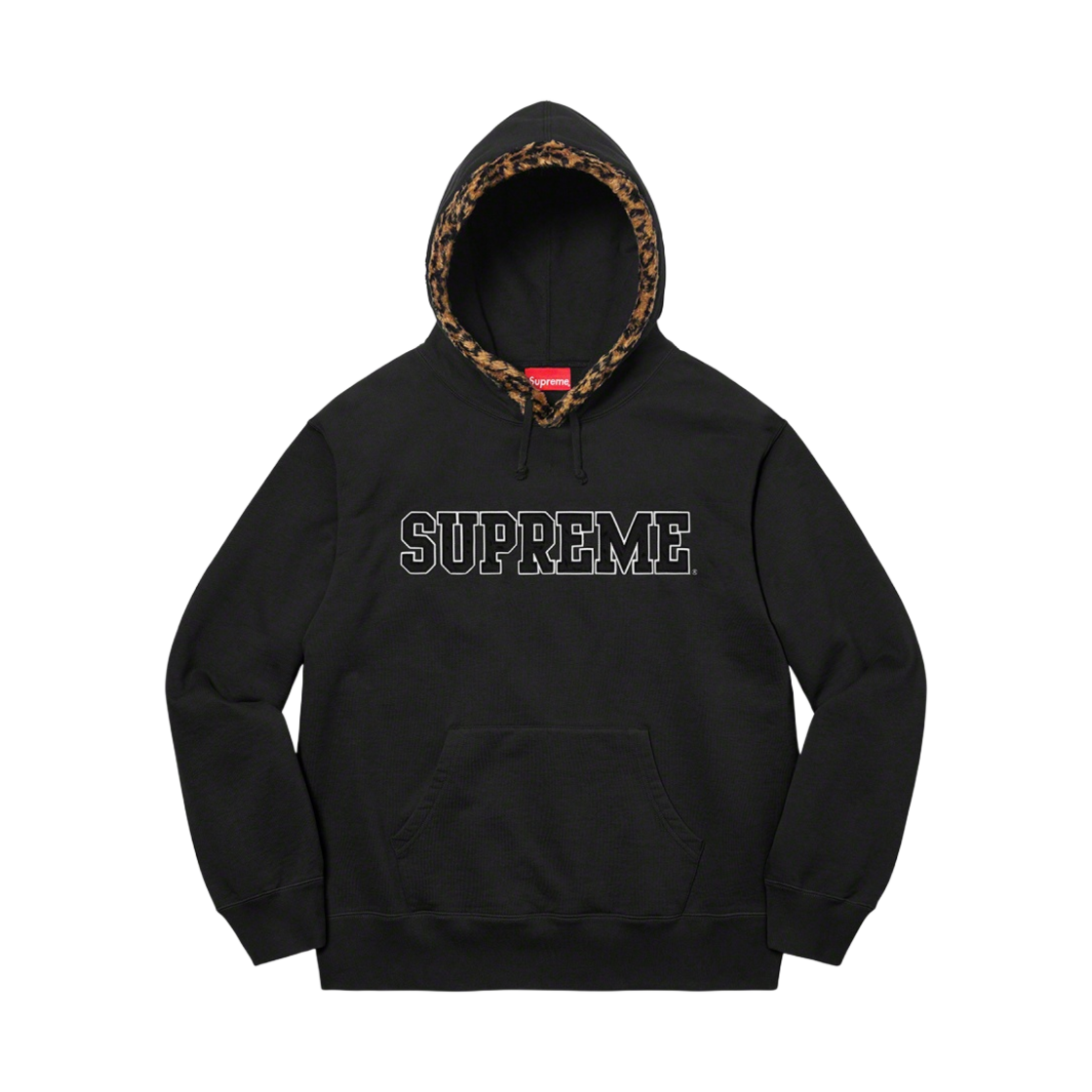 슈프림 레오파드 트림 후드 스웨트셔츠 블랙 - 21FW(Supreme Leopard Trim Hooded Sweatshirt Black - 21FW) - 1