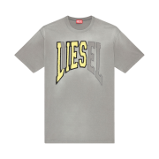Diesel T-Wash-N Oversized T-Shirt With Diesel Lies Logo Grey