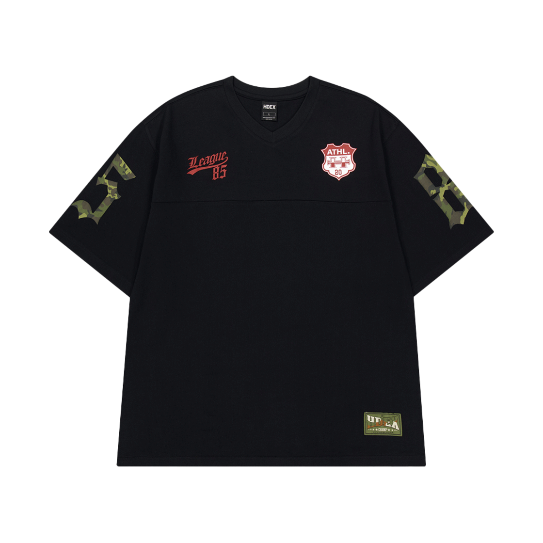 에이치덱스 카모 럭비 오버핏 숏 슬리브 블랙