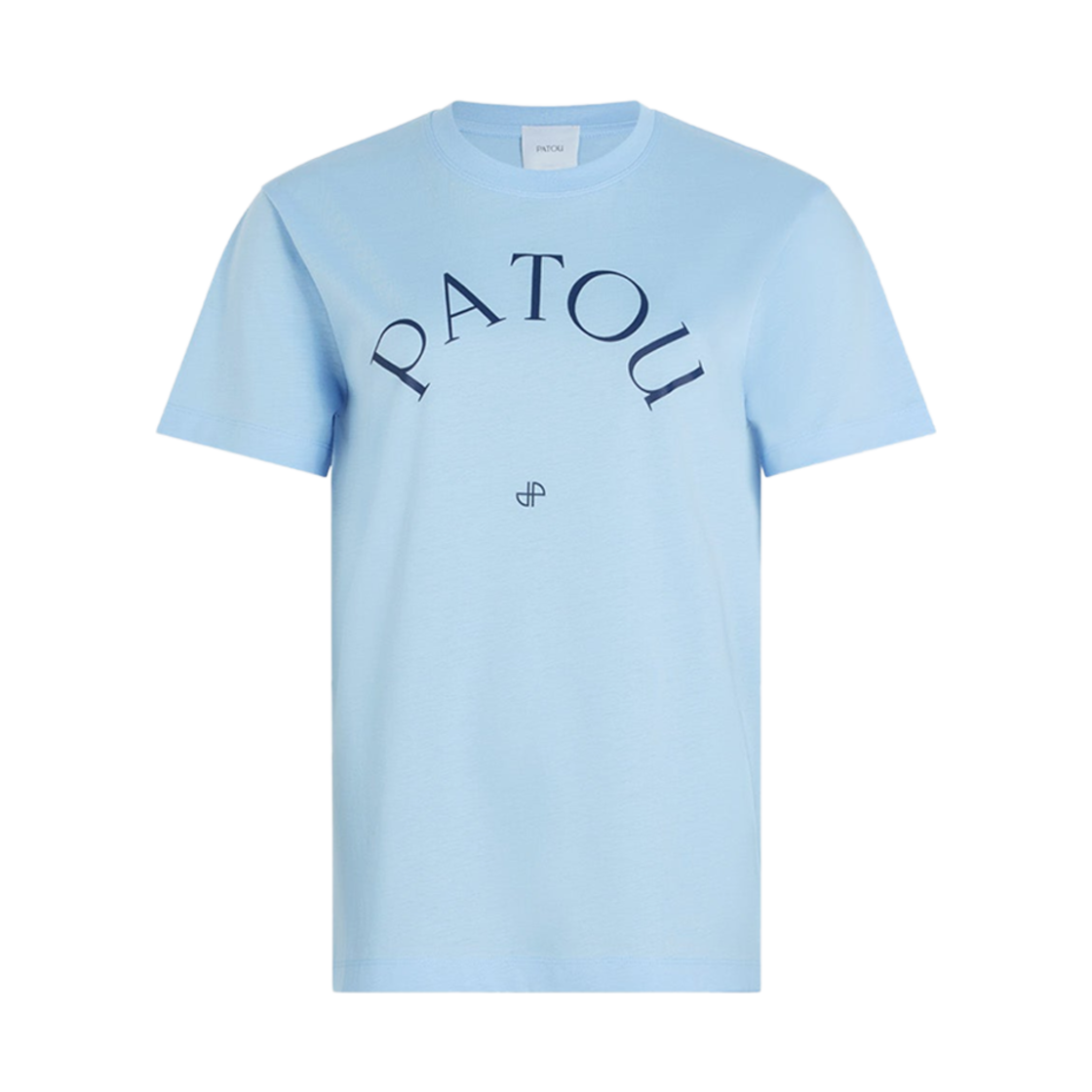 (W) 파투 오가닉 코튼 JP 모노그램 로고 티셔츠 스카이라이트 블루((W) Patou Logo and JP Monogram T-Shirt in Organic Cotton Skylight Blue)