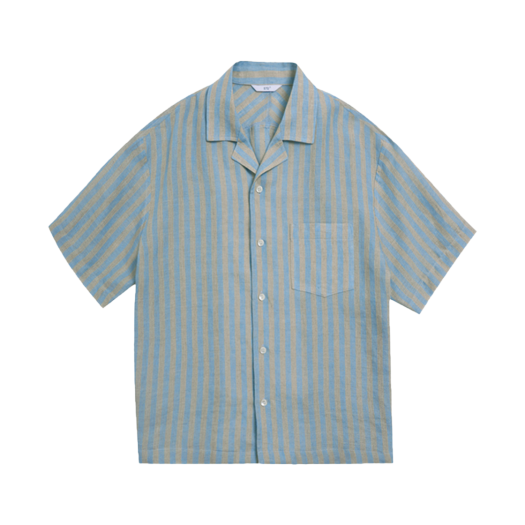 2502MSSSB STU Back Raglan Stripe Linen Shirt Sky Blue