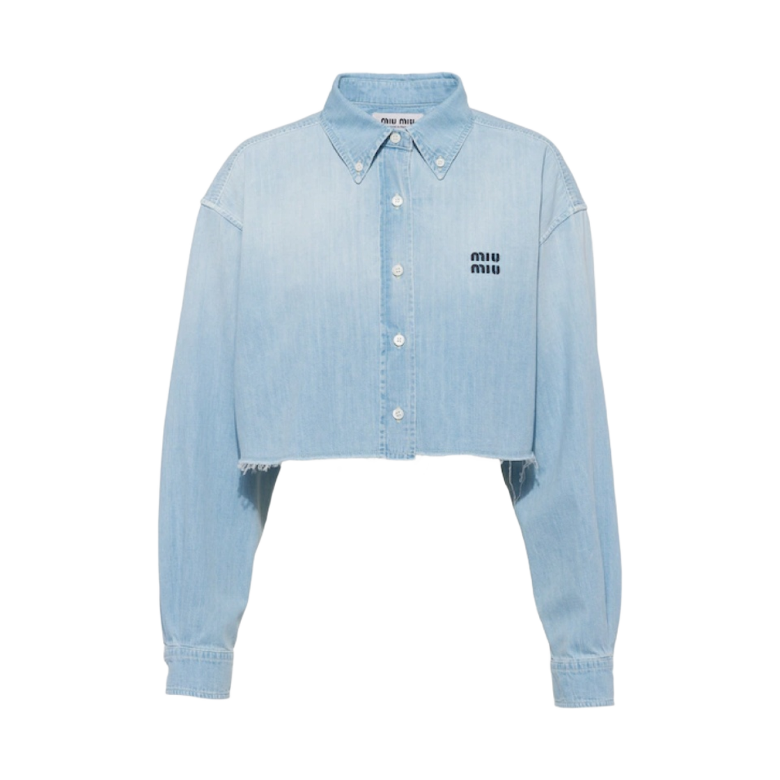 (W) 미우 미우 샴브레이 셔츠 라이트 블루((W) Miu Miu Chambray Shirt Light Blue) - 1