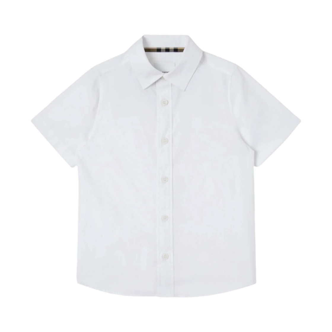 (키즈) 버버리 숏슬리브 로고 프린트 스트레치 코튼 셔츠 화이트((Kids) Burberry Short Sleeve Logo Print Stretch Cotton Shirt White) - 2