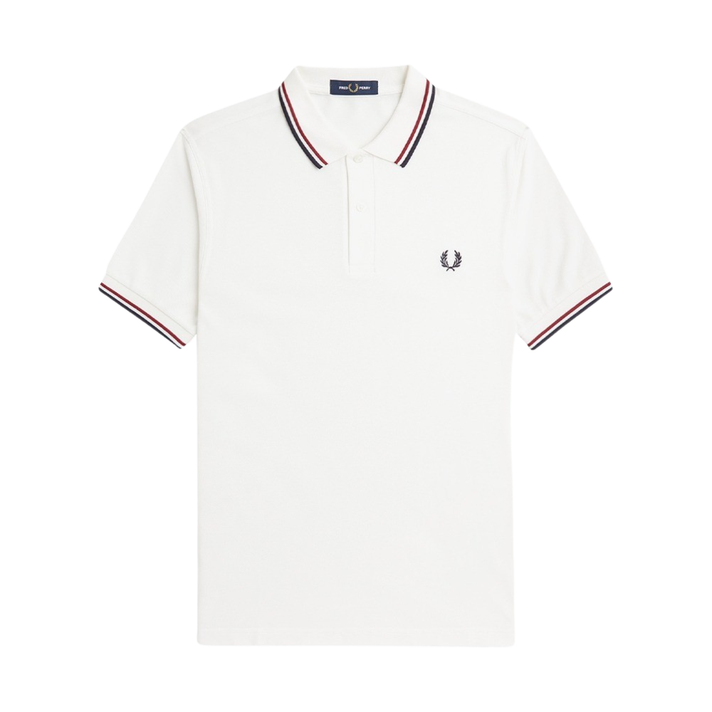 프레드페리 M3600 트윈 팁 프레드페리 셔츠 스노우화이트/번트레드/네이비(Fred Perry M3600 Twin Tipped Fred Perry Shirt Snow White/Burnt Red/Navy)