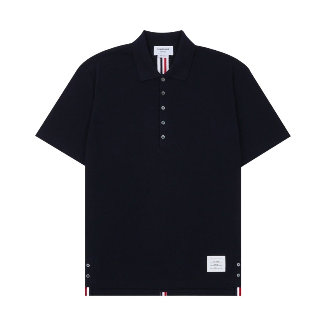 톰브라운 코튼 피케 센터백 스트라이프 릴렉스 핏 폴로 네이비(Thom Browne Cotton Pique Center Back Stripe Relaxed Fit Polo Navy)