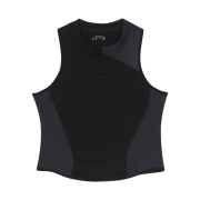 Art of Field Slit Mesh Sleeveless Shirt Black