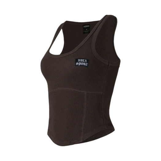 H241WLCSL990BR HDEX Womens Round Cover Stitch Tank Top Brown