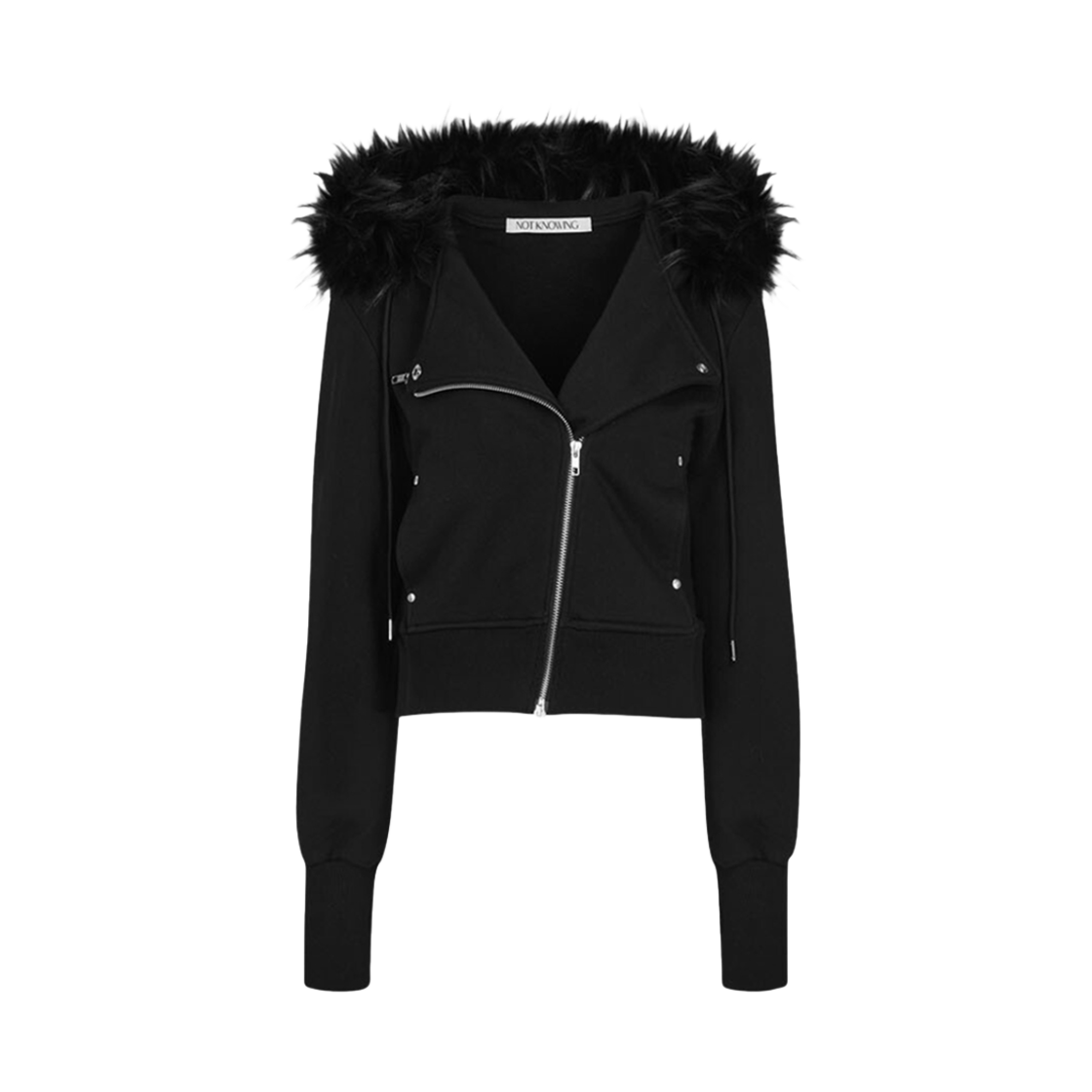 NK4FOT04 Notknowing Rider Fur Hood Zip Up Black
