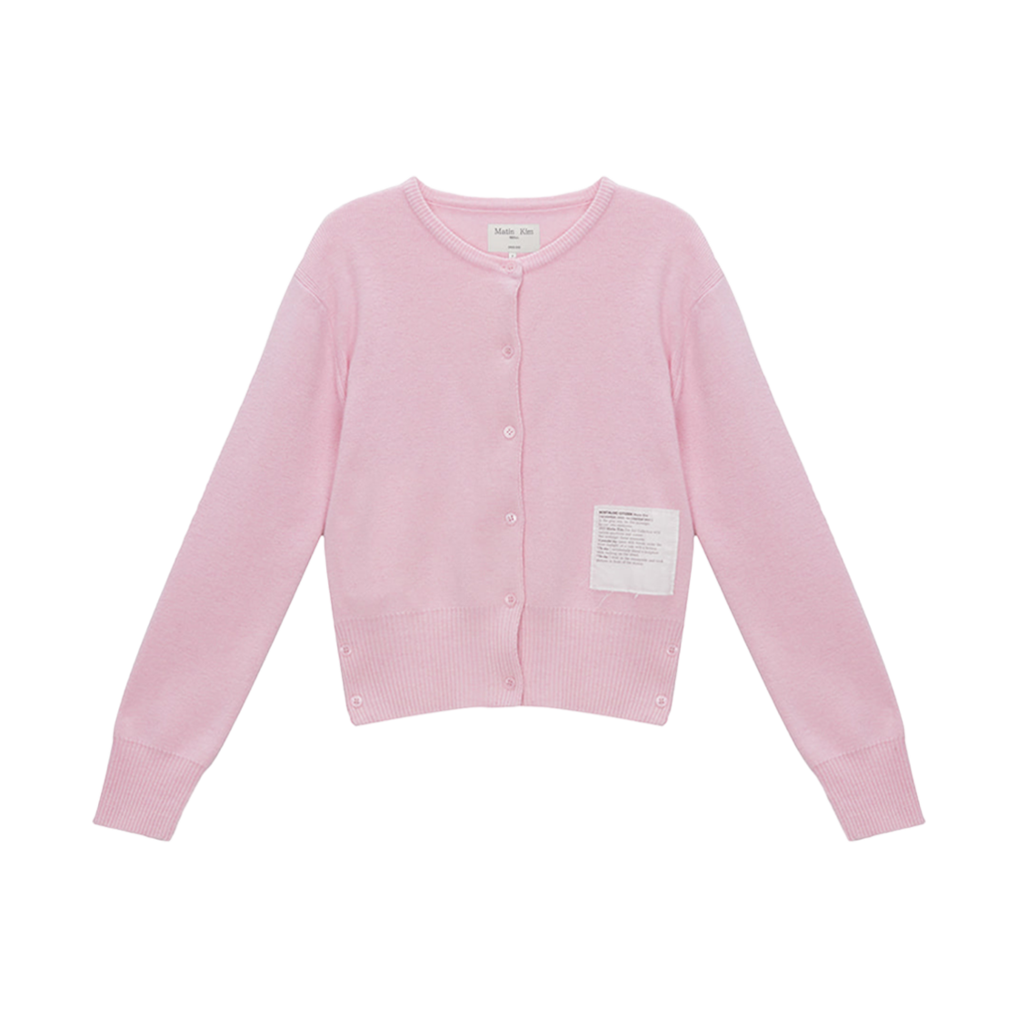 (W) 마뗑킴 타이포 패치 라운드 가디건 핑크((W) Matin Kim Typo Patch Round Cardigan Pink)