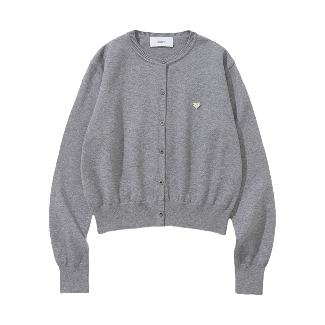 니티드 베이직 에센셜 워셔블 라운드 가디건 우먼 그레이