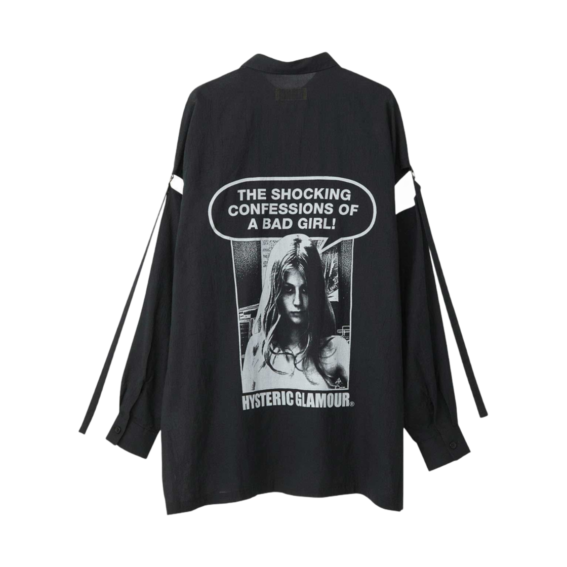 (W) 히스테릭 글래머 쇼킹 배드 걸 슬릿 슬리브 셔츠 블랙((W) Hysteric Glamour Shocking Bad Girl Slit Sleeve Shirt Black) - 1