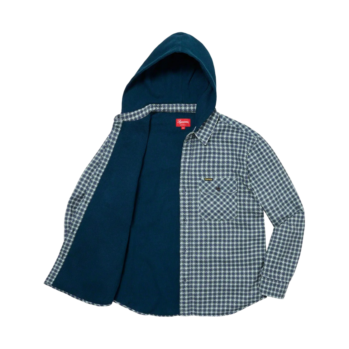 슈프림 하운드스투스 플란넬 후드 셔츠 라이트 네이비 - 22FW(Supreme Houndstooth Flannel Hooded Shirt Light Navy - 22FW) - 2