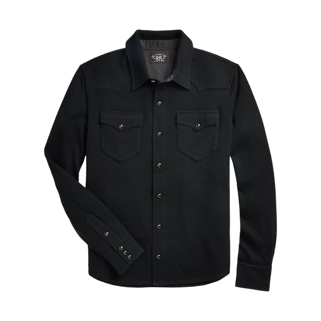 더블알엘 울 캐시미어 웨스턴 셔츠 스웨터 블랙(Double RL Wool Cashmere Western Shirt Sweater Black) - 1