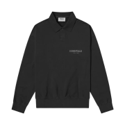 Essentials Long Sleeve Boxy Polo Black - 20FW