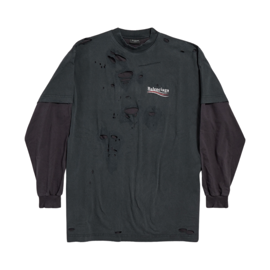 Balenciaga Political Campaign Long Sleeve Layered T-Shirt Black