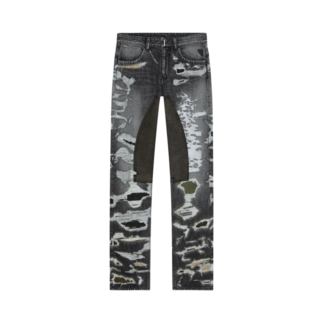 BM50VH5Y5Z-001 Givenchy Cargo Logo Jeans in Destroyed Denim and Moleskin Black