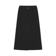 (W) Ganni Cotton Suiting Maxi Slit Skirt Black