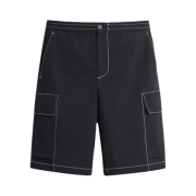 Zara Contrast Stitch Cargo Bermuda Pants Black