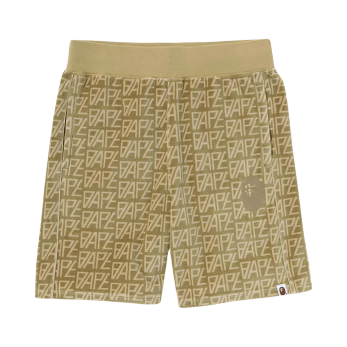 베이프 로고 모노그램 벨루어 쇼츠 베이지(BAPE Logo Monogram Velour Shorts Beige)