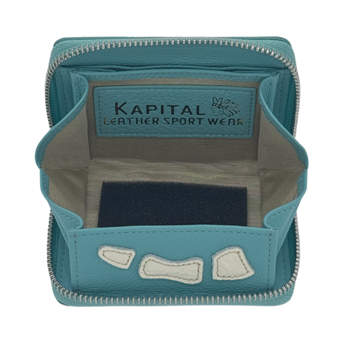 캐피탈 떰즈 업 본 핸드 집 미니 월렛 터콰이즈(Kapital Thumbs Up Bone Hand Zip Mini Wallet Turquoise) - 3