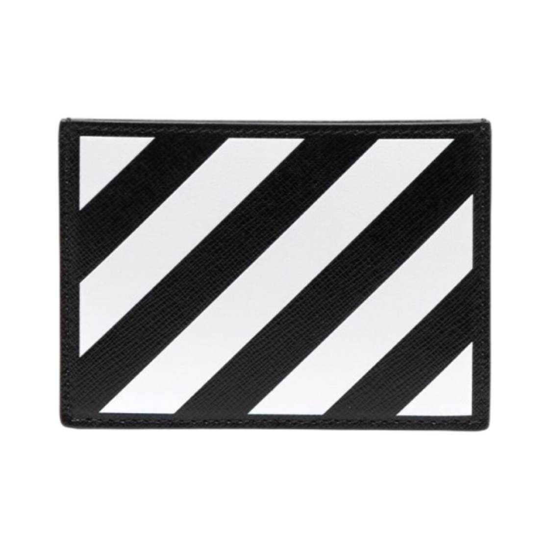 OMND028S22LEA0011001 Off-White Binder Diag Saffiano Leather Card Case Black White