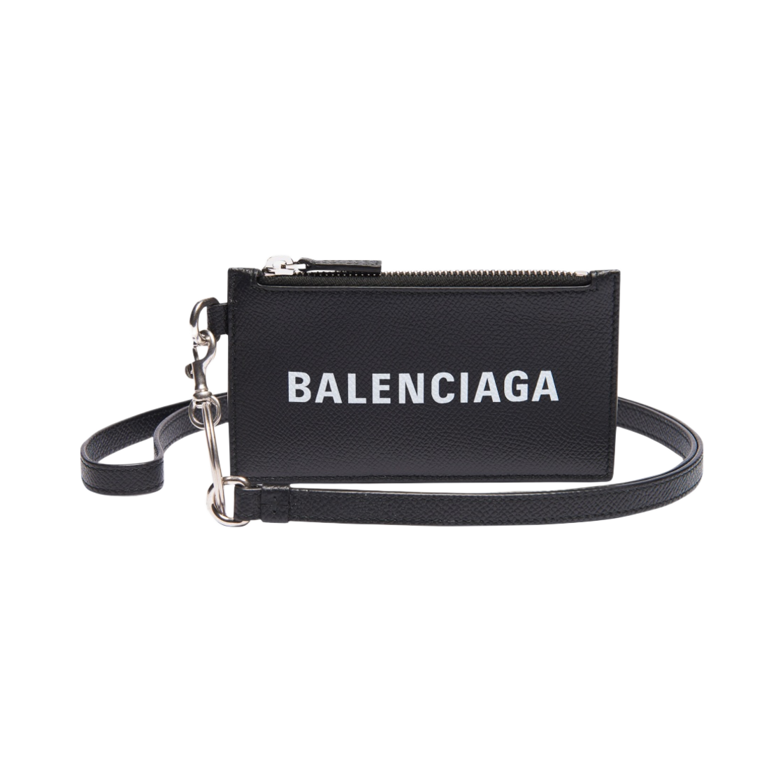 5945481IZI31090 Balenciaga Cash Keyring Card Case Black Silver