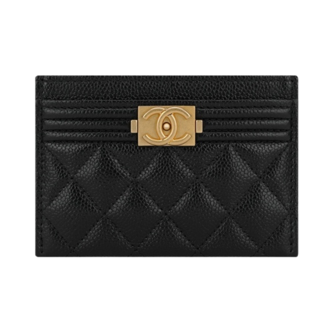 샤넬 보이 샤넬 카드 홀더 그레인드 카프스킨 & 골드 메탈 블랙(Chanel Boy Chanel Card Holder Grained Calfskin & Gold Black)
