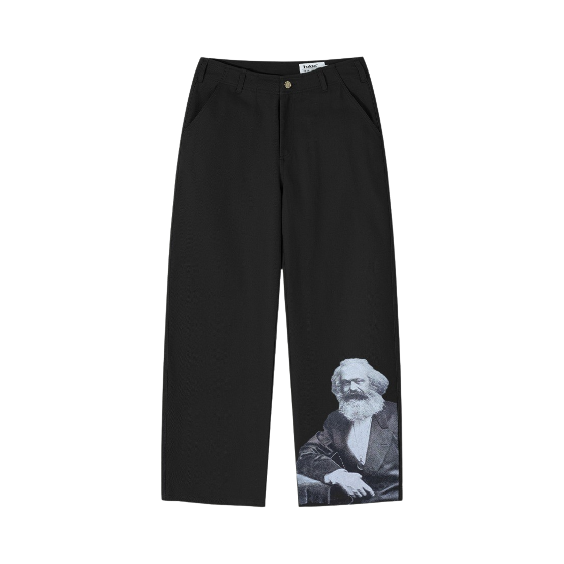 23FW-PLSGbk Traktat Left-side Graphic pants Black