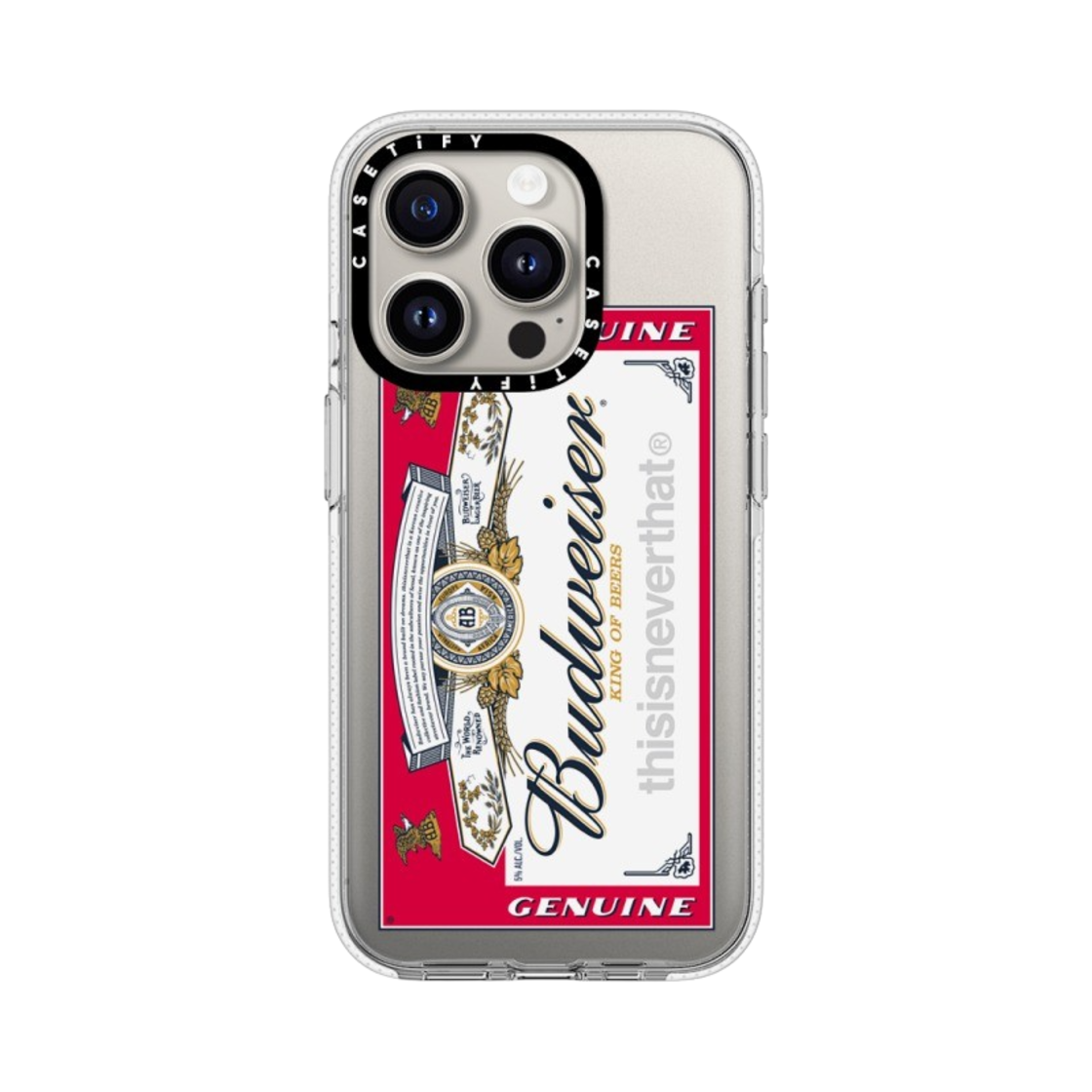 iPhoneアクセサリー thisisneverthat Budweiser 15pro casetify 케이스티파이 x 디스이즈네버댓 x 버드와이저 아이폰 라벨
