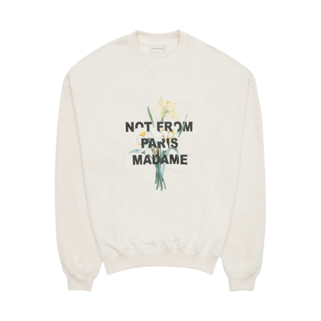 SW111-CO001-CM Drole de Monsieur Slogan Fleur Le Sweatshirt Cream