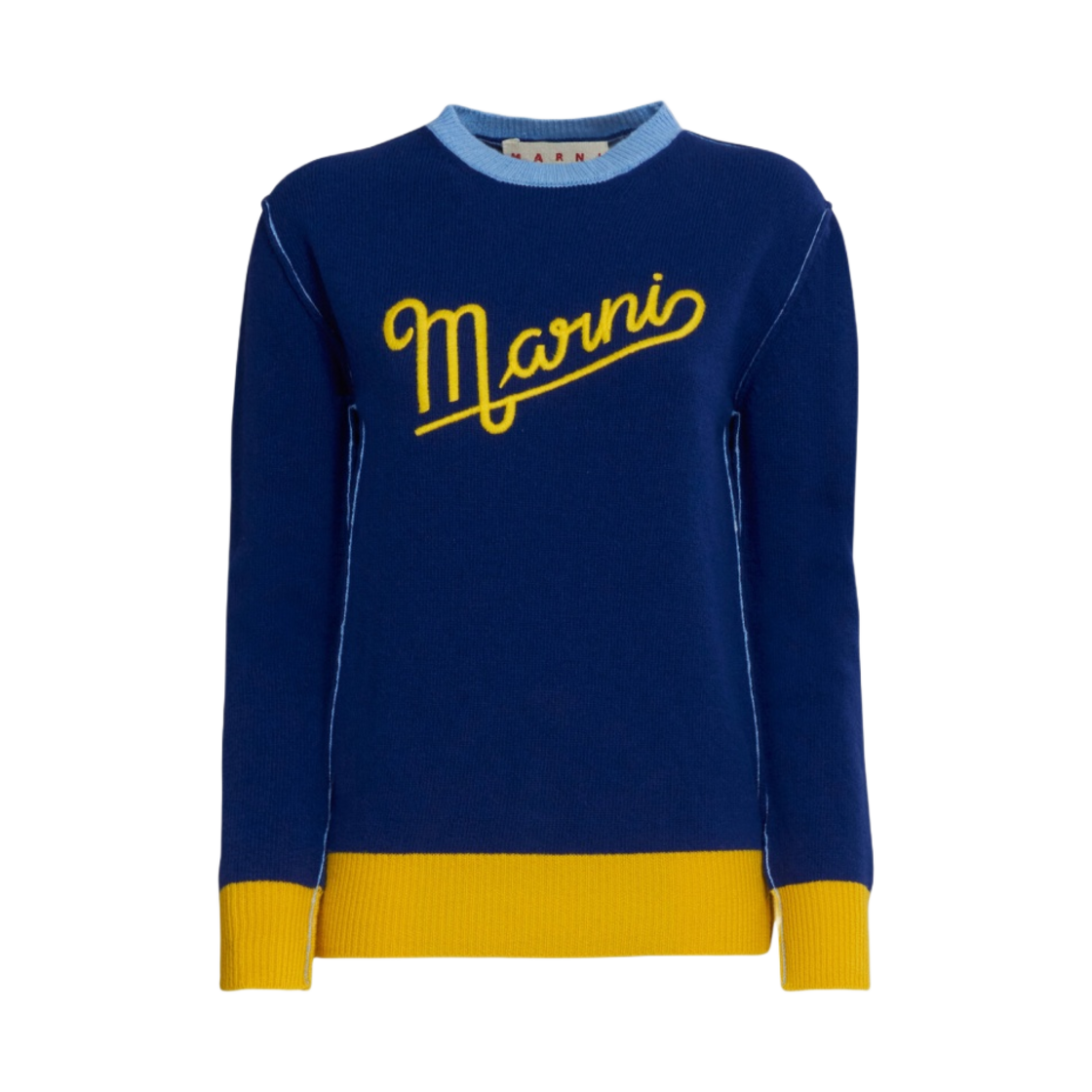 (W) 마르니 로고 울 스웨터 오션((W) Marni Wool Sweater with Logo Ocean) - 1