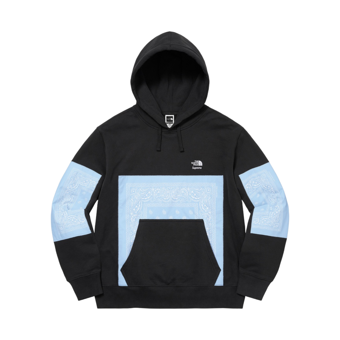 슈프림 x 노스페이스 반다나 후드 스웨트셔츠 블랙 - 22SS