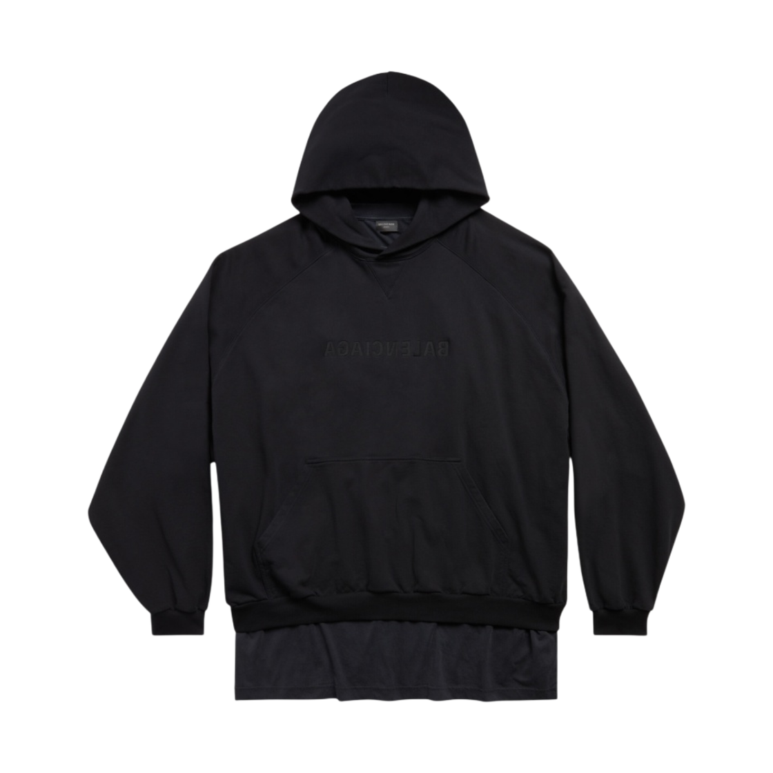 발렌시아가 미러 발렌시아가 패치드 티셔츠 후드 오버사이즈 블랙(Balenciaga Mirror Balenciaga Patched T-Shirt Hoodie Oversized Black) - 1