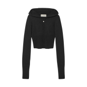 (W) Glowny Daya Mohair Knit Hoodie Top Black