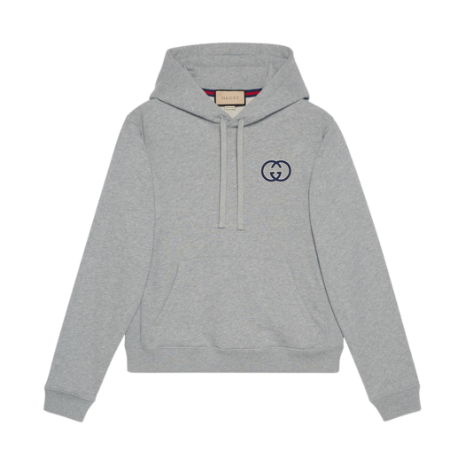 Gucci Cotton Jersey Hooded Sweatshirt Gray