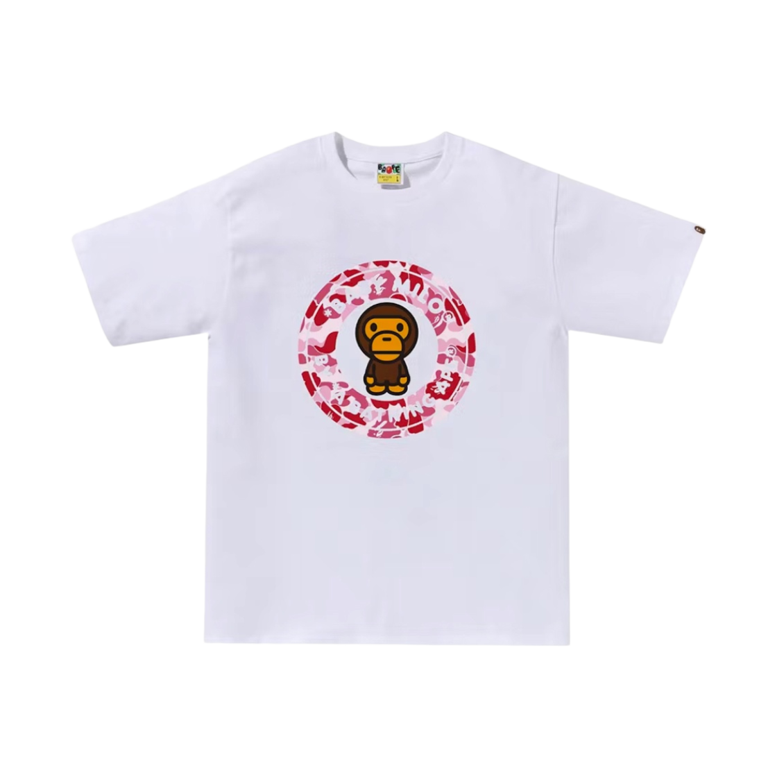- BAPE ABC Camo Milo Busy Works T-Shirt White Pink