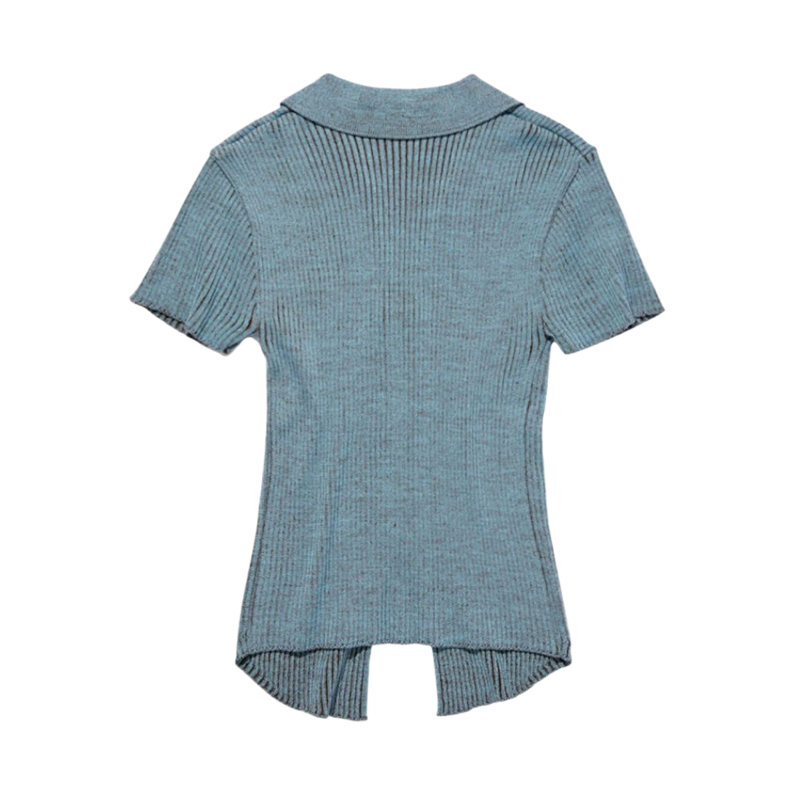 (W) 미스치프 니티드 투톤 숏슬리브 블루 브라운((W) Mischief Knitted Two Tone Short Sleeve Blue-Brown) - 2