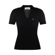 (W) Vivienne Westwood Orb Logo Cotton Polo Shirt Black