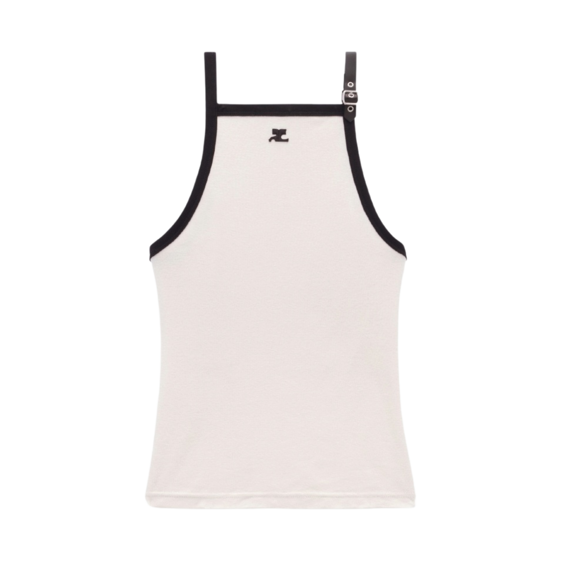 (W) 꾸레쥬 버클 콘트라스트 탱크 탑 라임 스톤 블랙((W) Courreges Buckle Contrast Tank Top Lime Stone Black) - 1