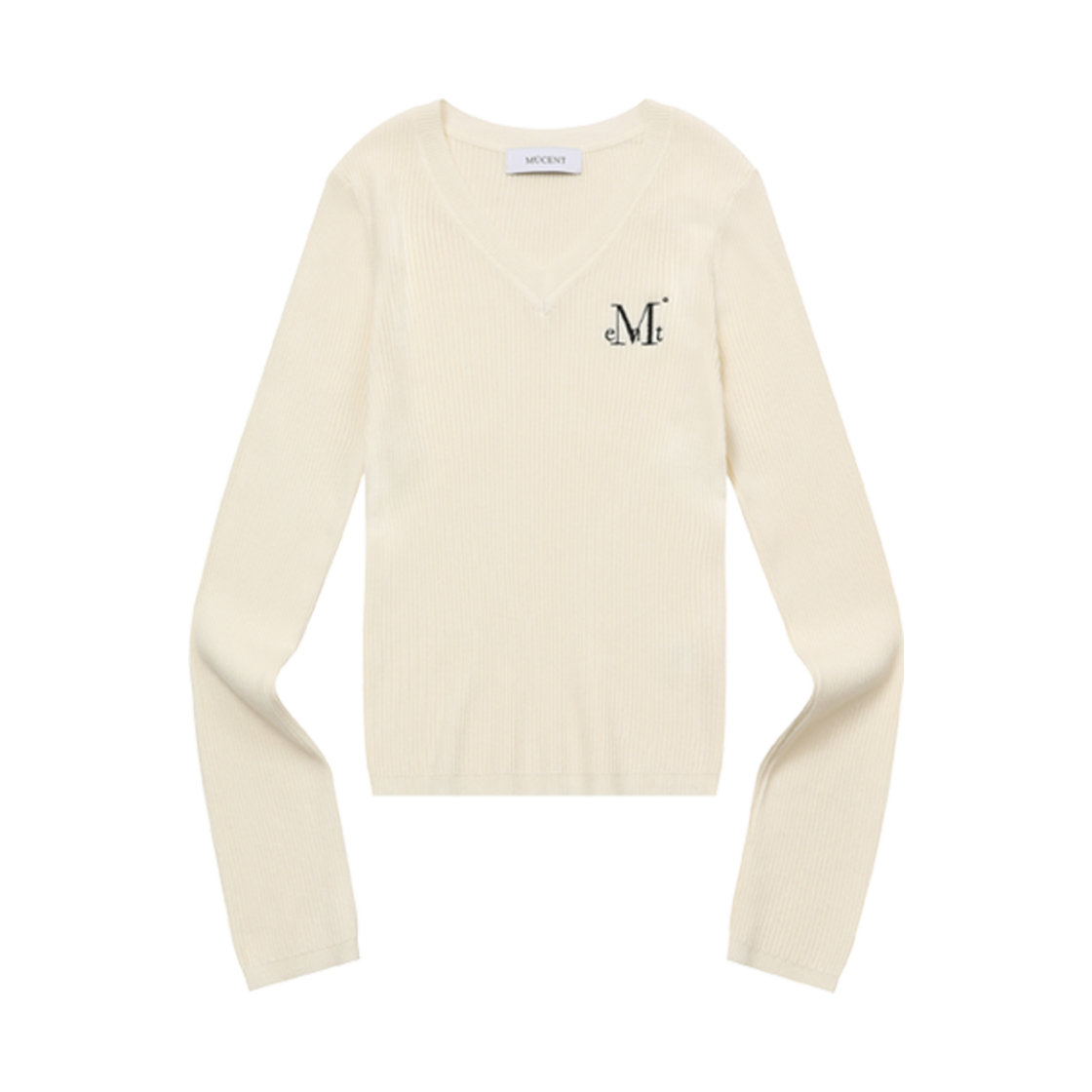 P00000SZ_IV MUCENT Gianni V-Neck Crop Rib Knit Ivory