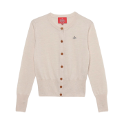 (W) Vivienne Westwood Red Label Fine Wool Basic Crew Neck Cardigan Off White
