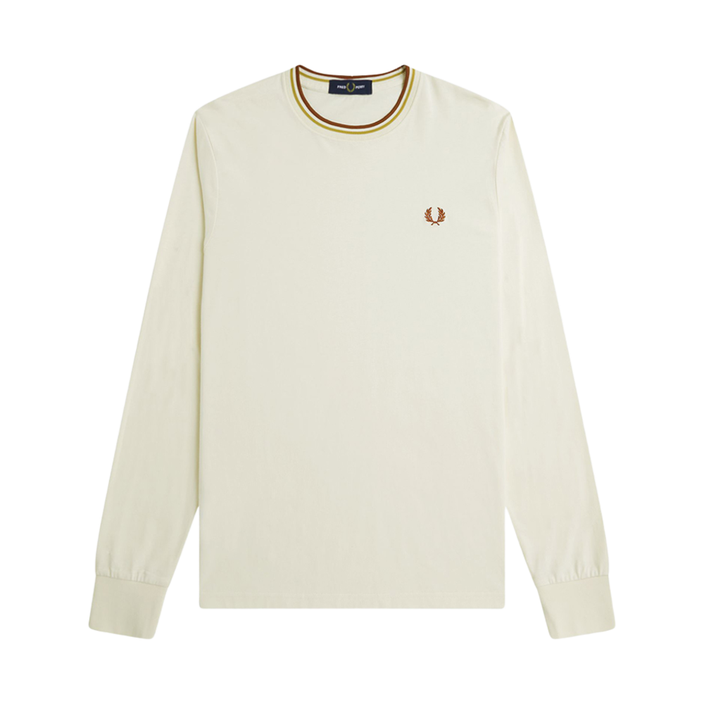 프레드페리 롱 슬리브 트윈 팁 티셔츠 에크루/허니콤/마멀레이드(Fred Perry Long Sleeve Twin Tipped T-Shirt Ecru) - 1