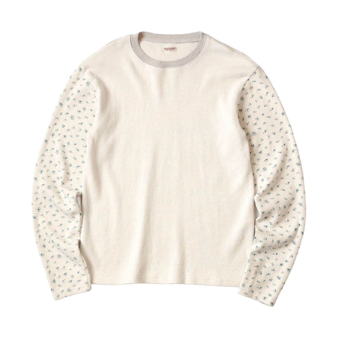 캐피탈 와플 저지 스몰 플라워 PT 크루론 투톤 티셔츠 블루(Kapital Waffle Jersey Small Flower PT Crewron 2 Tone T-Shirt Blue) - 1