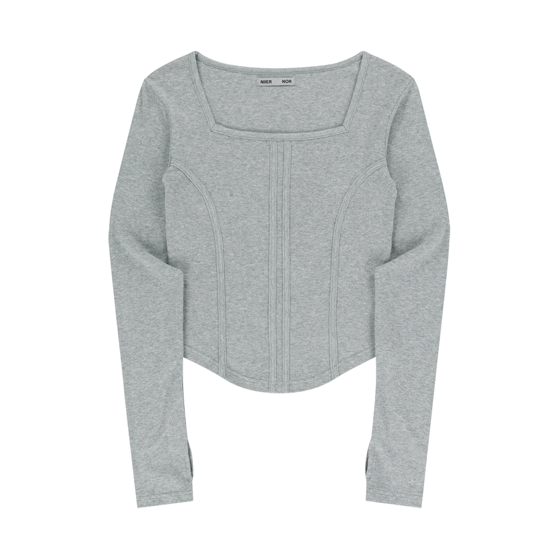 니어 노어 바인딩 슬림 롱슬리브티 멜란지 그레이(NIIER NOR Binding Slim Ls Tee Melange Grey)