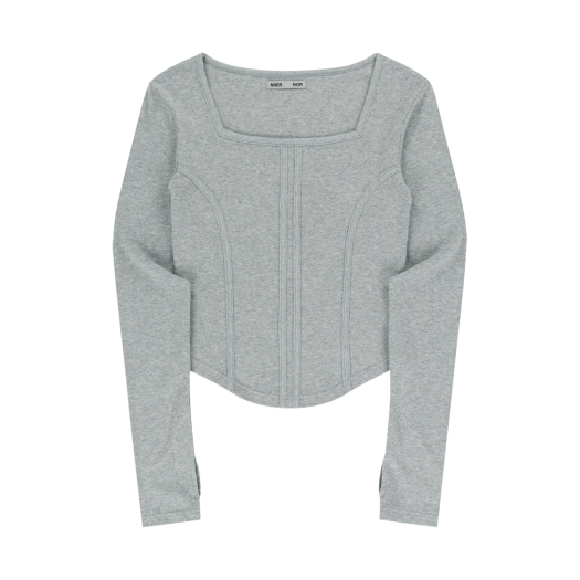 24NNFWTLSF007MG NIIER NOR Binding Slim Ls Tee Melange Grey