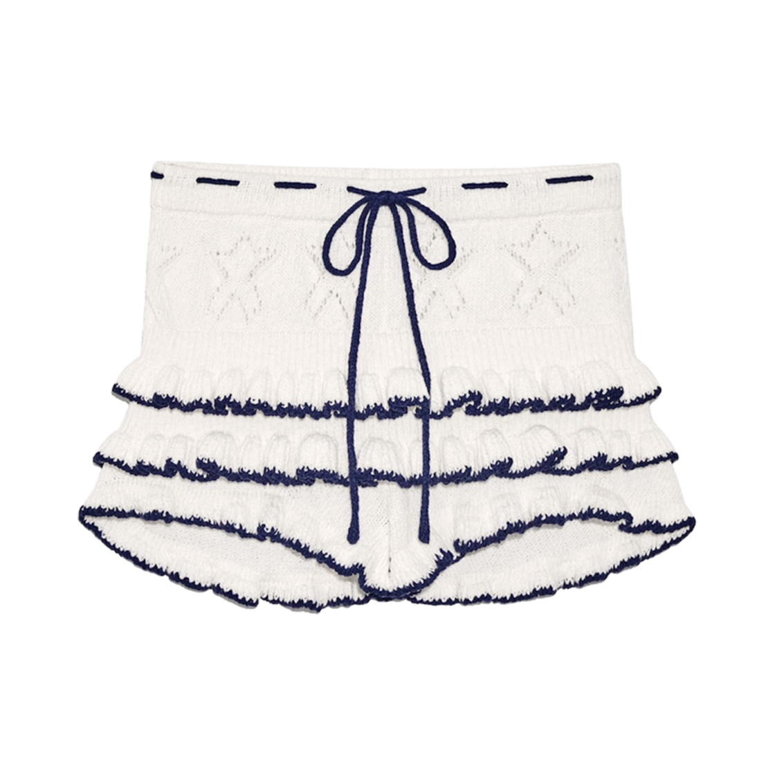 (W) 글로니 x 시미헤이즈 캔디 팝 니트 쇼츠 화이트((W) Glowny x Simihaze Candy Pop Knit Shorts White)