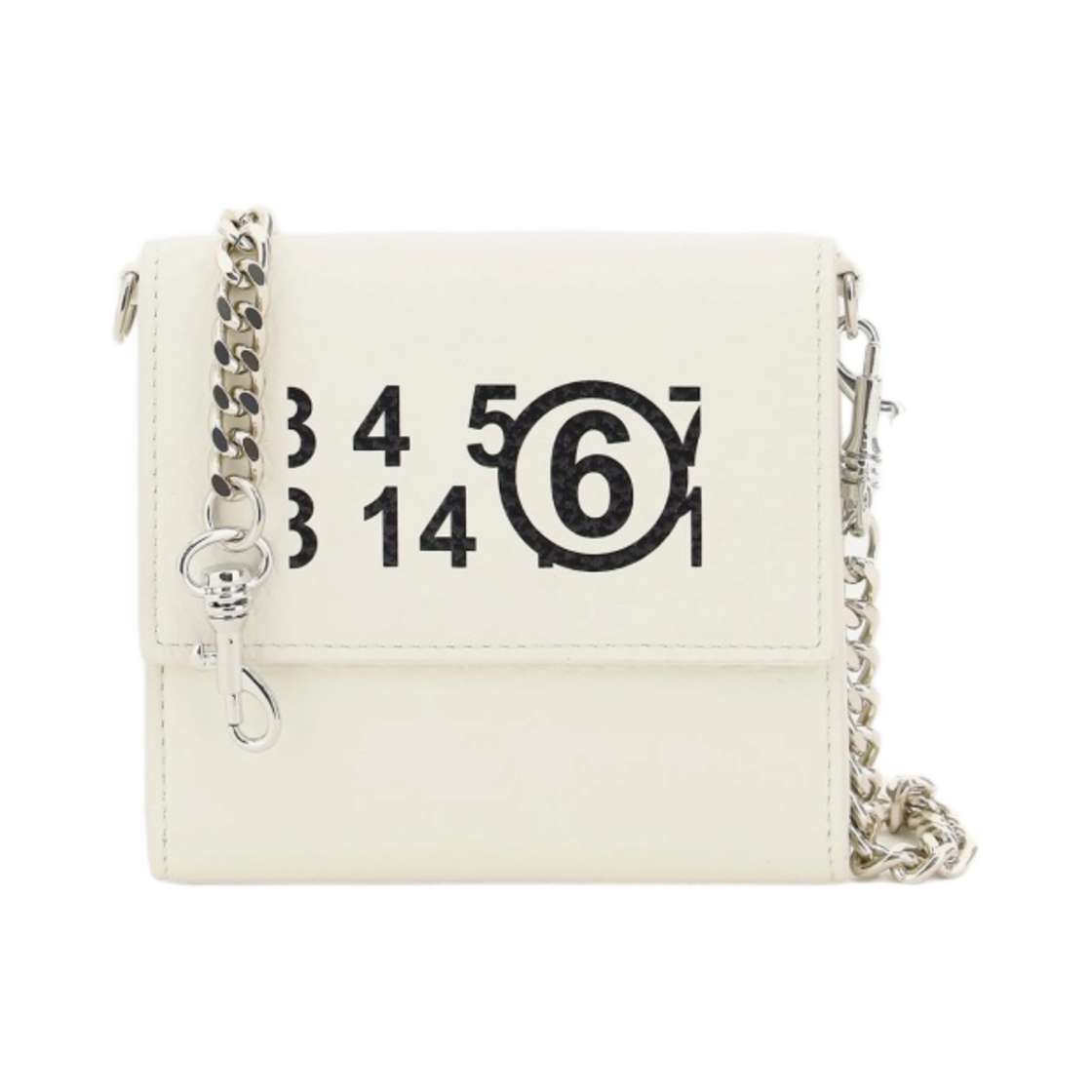 S54UI0126PR931H6196 MM6 Maison Margiela Logo Chain Wallet Ivory