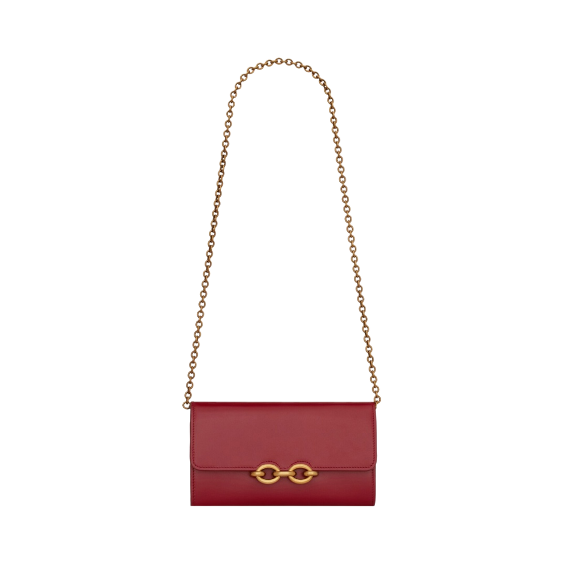 생로랑 샤이니 레더 르 메일론 체인 지갑 레드 오피움(Saint Laurent Le Maillon Chain Wallet in Shiny Leather Red Opium) - 1