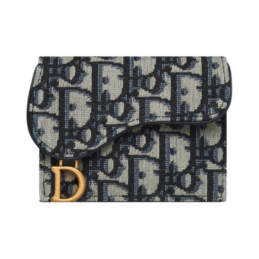 S5610CTZQ-M928 Dior Saddle Card Holder Blue Dior Oblique Jacquard